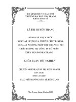 đánh giá nhận thức về chất lượng và chi phí chất lượng, đề xuất phương pháp thu thập chi phí chất lượng tại công ty cổ phần thủy sản 584 nha trang