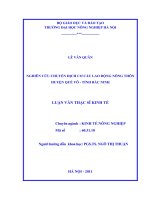 Luận văn thạc sĩ NGHIÊN CỨU CHUYỂN DỊCH CƠ CẤU LAO ĐỘNG NÔNG THÔN HUYỆN QUẾ VÕ - TỈNH BẮC NINH