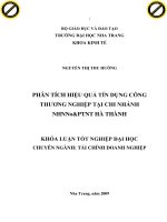 phân tích hiệu quả tín dụng công thương nghiệp tại chi nhánh nhnno&ptnt hà thành