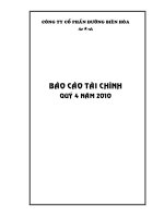công ty cổ phần đường biên hòa báo cáo tài chính quý 4 năm 2010