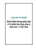 Hoàn thiện khung pháp luật về cổ phần hóa tổng công ty nhà nước ở Việt Nam