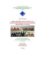Phân tích khả năng sử dụng các nguồn nước trong sản xuất rượu đế phong điền, cần thơ
