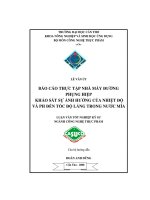 Thực tập tại nhà máy đường phụng hiệp khảo sát sự ảnh hưởng của nhiệt độ và ph đến tốc độ lắng trong nước mía