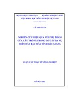 Nghiên cứu hiệu quả vùi phụ phẩm của cây trồng trong cơ cấu ba vụ trên đất bạc màu tỉnh bắc giang