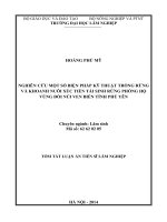 Nghiên cứu một số biện pháp kỹ thuật trồng rừng và khoanh nuôi xúc tiến tái sinh rừng phòng hộ vùng đồi núi ven biển tỉnh Phú Yên (tóm tắt + toàn văn)
