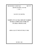 nghiên cứu sự thay đổi xét nghiệm tế bào và đông máu ở phụ nữ có thai 3 tháng cuối 2