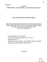 điều tra thành phần , phân bố các loài muỗi anopheles thực trạng vecto sốt rét khu vực rừng u minh và đánh giá hiệu lực sử dụng agnique mmf diệt bọ gậy