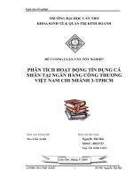 PHÂN TÍCH HOẠT ĐỘNG TÍN DỤNG CÁ  NHÂN TẠI NGÂN HÀNG CÔNG THƯƠNG  VIỆT NAM CHI NHÁNH 3TPHCM