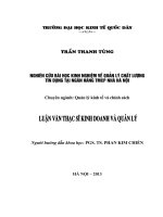 nghiên cứu bài học kinh nghiệm về quản lý chất lượng tín dụng từ ngân hàng tmcp nhà hà nội