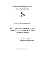 Phân lập chủng vi khuẩn lactic và khảo sát khả năng sinh tổng hợp bacteriocin