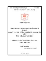 tình trạng dinh dưỡng trẻ em dưới 12 tháng và một vài yếu tố ảnh hưởng ở huyện văn yên tỉnh yên bái năm 2011