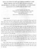 Báo cáo tóm tắt kết quả khảo nghiệm và mở rộng trong sản xuất việc sử dụng dê đực bách thảo và ấn độ lai cải tạo nâng cao khả năng sản xuất của giống dê cỏ Việt Nam