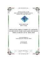 Khảo sát quy trình và nghiên cứu ảnh hưởng của một số yếu tố đến chất lượng của nem truyền thống tại huyện lấp vò   đồng tháp