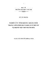 nghiên cứu tính kháng kháng sinh trong viêm phổi do vi khuẩn ở trẻ em tại bệnh viện nhi thanh hóa