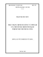 thực trạng bệnh sâu răng, viêm lợi của trẻ em mắc bệnh tim mạch ở bệnh viện nhi trung ương