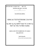 nồng độ testosterone của phụ nữ hà nội và hà nam tuổi từ 13-80 và một số yếu tố ảnh hưởng