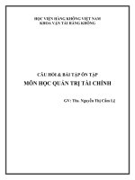 câu hỏi và bài tập ôn tập môn học quản trị tài chính