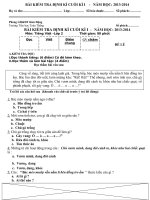 đề kiểm tra định kì cuối kì 1 lớp 2 trường tiểu học toàn thắng năm 2013 - 2014