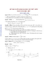 ĐỀ THI TUYỂN SINH ĐẠI HỌC (DỰ TRỮ ) MÔN TOÁN + ĐÁP ÁN