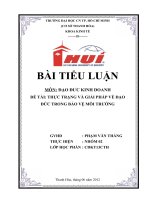 THỰC TRẠNG và GIẢI PHÁP về đạo đức TRONG bảo vệ môi TRƯỜNG