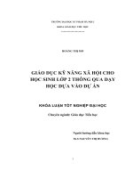 Giáo dục kĩ năng xã hội cho học sinh lớp 2 thông qua dạy và học dựa vào dự án
