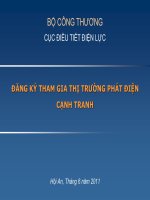 ĐĂNG KÝ THAM GIA THỊ TRƯỜNG PHÁT ĐIỆN CẠNH TRANH