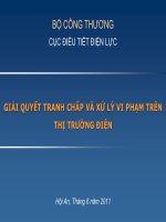 GIẢI QUYẾT TRANH CHẤP VÀ XỬ LÝ VI PHẠM TRÊN THỊ TRƯỜNG ĐIỆN