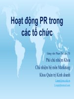 Bài giảng Hoạt động PR trong các tổ chức