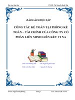 Báo cáo thực tập: công tác kế toán tại phòng kế toán tài chính của công ty Vina