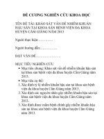 ĐỀ CƯƠNG NGHIÊN cứu KHOA học đề tài KHẢO sát vấn đề NHIỄM KHUẨN