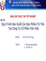 Báo cáo thực tập Quy Trình Sản Xuất Các Sản Phẩm Từ Yến Tại Công Ty Cổ Phần Yến Việt