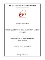 NGHIÊN CỨU MỘT VÀI KHÍA CẠNH VỀ ĐỘ AN TOÀN  CỦA AES