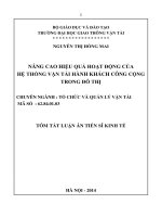 Nâng cao hiệu quả hoạt động của hệ thống vận tải hành khách công cộng trong đô thị tóm tắt LUẬN án TIẾNG VIỆT