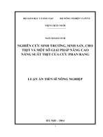 nghiên cứu sinh trưởng, sinh sản, cho thịt và một số giải pháp nâng cao năng suất thịt của cừu phan rang