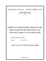 Nghiên cứu sinh trưởng, sinh sản, cho thịt và một số giải pháp nâng cao năng suất thịt của cừu phan rang tom tat   việt