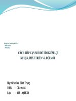 Bài tập lớn Marketing Dịch Vụ II Bước chuyển Marketing CÁCH TIẾP CẬN MỚI ĐỂ TÌM KIẾM LỢI  NHUẬN, PHÁT TRIỂN VÀ ĐỔI MỚI