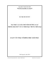 dạy học các bài thơ nôm đường luật trong sách giáo khoa ngữ văn 11 theo đặc trưng thể loại