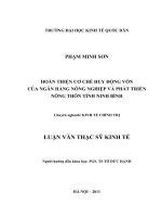 Hoàn thiện cơ chế huy động vốn của ngân hàng nông nghiệp và phát triển nông thôn tỉnh ninh bình