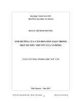 ảnh hưởng của văn hóa dân gian trong một số tiểu thuyết của vi hồng