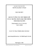 quản lý công tác chủ nhiệm lớp ở các trường trung học phổ thông tỉnh thái nguyên