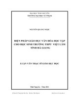 biện pháp giáo dục văn hóa học tập cho học sinh trường thpt việt lâm – tỉnh hà giang