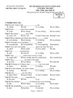 Đề thi khảo sát chất lượng đầu năm học 2014-2015 lớp 10 môn Tiếng Anh trường THPT Văn Quán