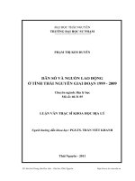 dân số và nguồn lao động ở tỉnh thái nguyên giai đoạn 1999 - 2009