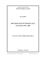 biến động dân số tỉnh bắc kạn giai đoạn 1999 - 2009