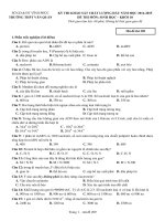 Đề thi khảo sát chất lượng đầu năm học 2014-2015 lớp 10 môn Sinh học trường THPT Văn Quán