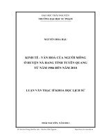 kinh tế - văn hóa của người mông ở huyện nà hang tỉnh tuyên quang từ năm 1986 đến năm 2010