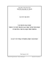 vận dụng dạy học theo vấn đề trong dạy học sinh thái học ở trường trung học phổ thông