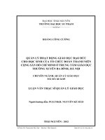 quản lý hoạt động giáo dục đạo đức cho học sinh của tổ chức đoàn thanh niên cộng sản hồ chí minh ở trung tâm giáo dục thường xuyên ba đình, hà nội