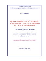 nâng cao hiệu quả, sử dụng đất nông nghiệp trong quá trình đô thị hoá huyện phổ yên