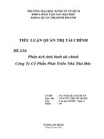 Phân tích tình hình tài chính Công Ty Cổ Phần Phát Triển Nhà Thủ Đức (TIỂU LUẬN QUẢN TRỊ TÀI CHÍNH)